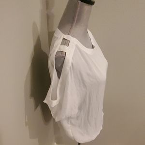 NWT BCBG Paris  White Cold Shoulder Top
